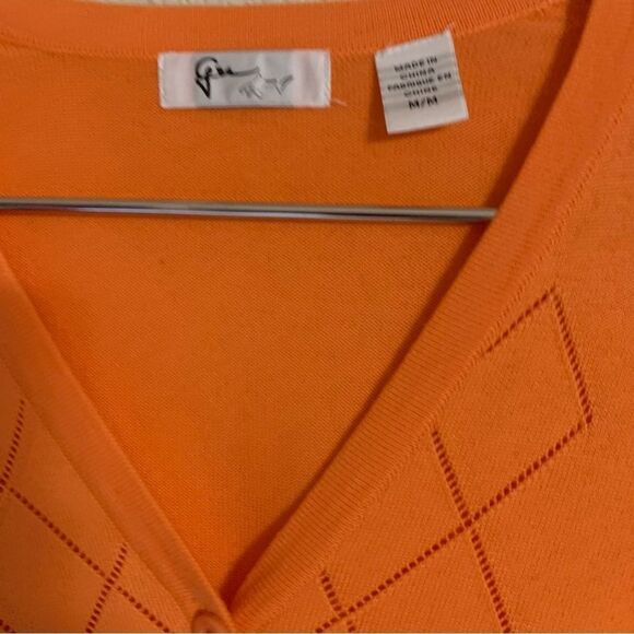 Greg Norman Collection Light Orange Button Front Cardigan Medium - Picture 5 of 9